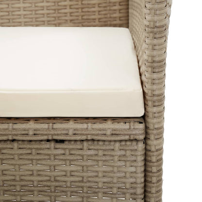 Set da Pranzo da Giardino 9 pz con Cuscini in Polyrattan Beige - homemem39