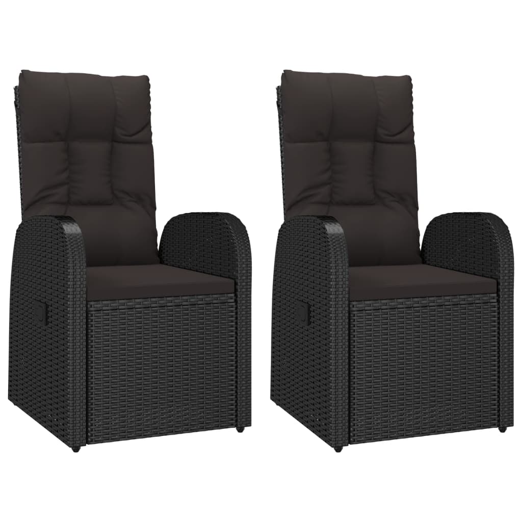 Sedie da Giardino Reclinabili 2 pz con Cuscini Polyrattan Nero | homemem39