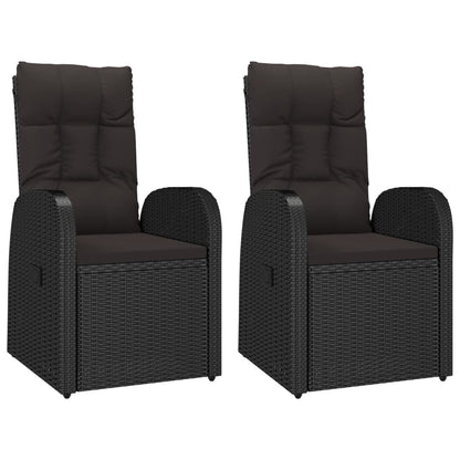 Sedie da Giardino Reclinabili 2 pz con Cuscini Polyrattan Nero | homemem39
