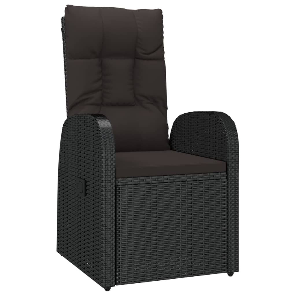 Sedie da Giardino Reclinabili 2 pz con Cuscini Polyrattan Nero | homemem39