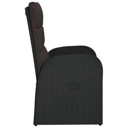 Sedie da Giardino Reclinabili 2 pz con Cuscini Polyrattan Nero | homemem39