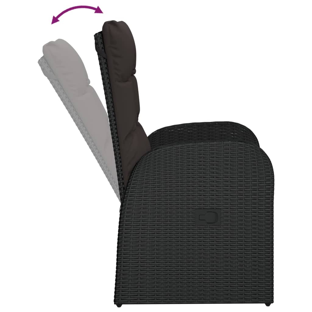 Sedie da Giardino Reclinabili 2 pz con Cuscini Polyrattan Nero - homemem39