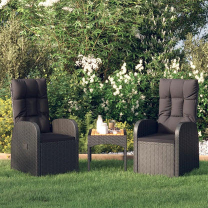 Sedie da Giardino Reclinabili 2 pz con Cuscini Polyrattan Nero - homemem39