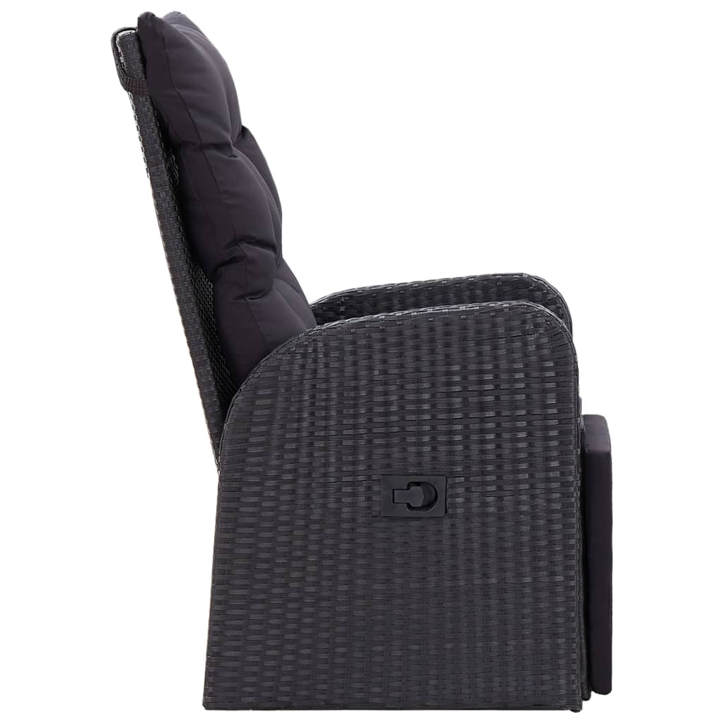 Set da Bistrot 3 pz con Cuscini in Polyrattan Nero | homemem39