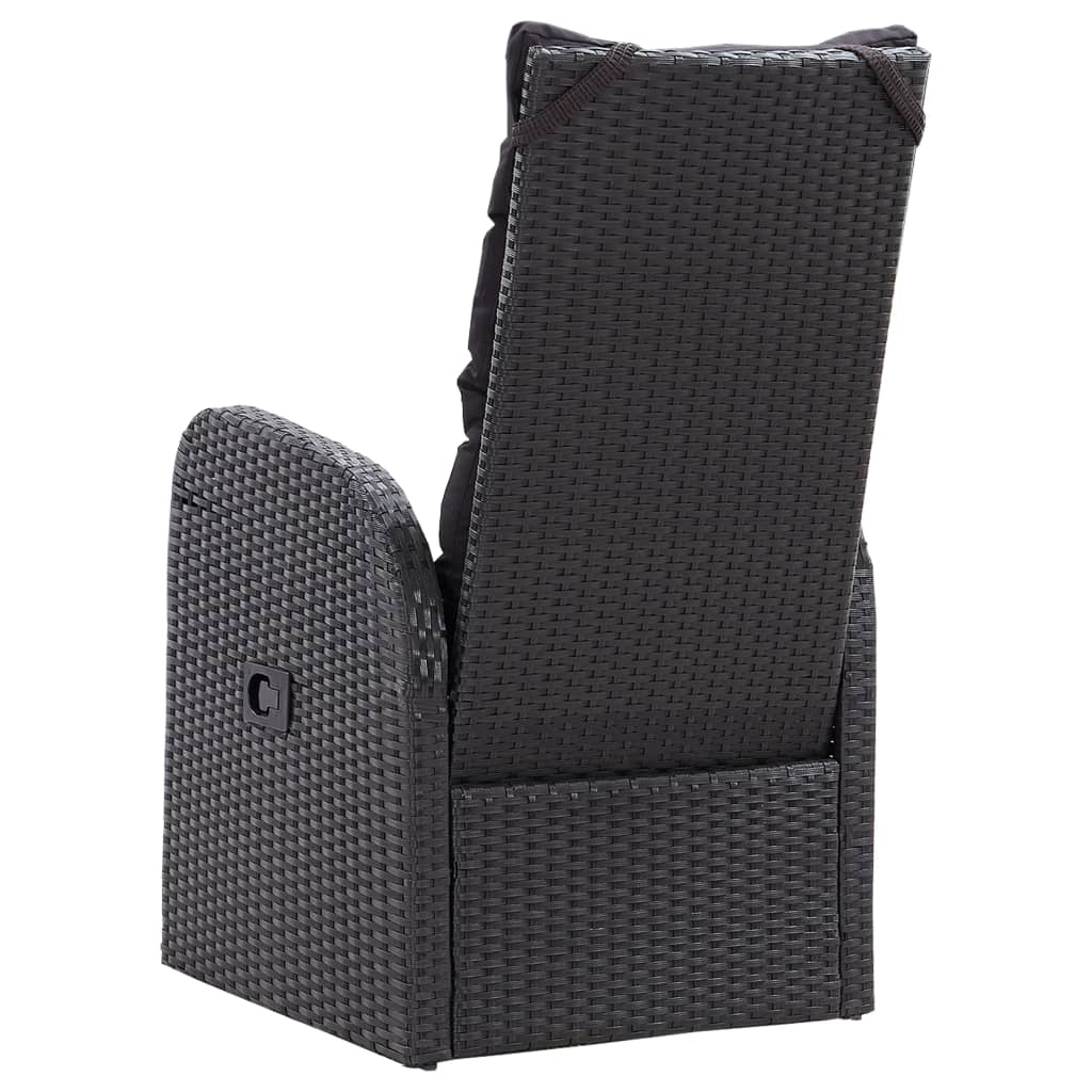 Set da Bistrot 3 pz con Cuscini in Polyrattan Nero | homemem39