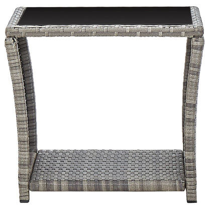 Tavolino da Caffè Grigio 45x45x40 cm in Polyrattan e Vetro | homemem39