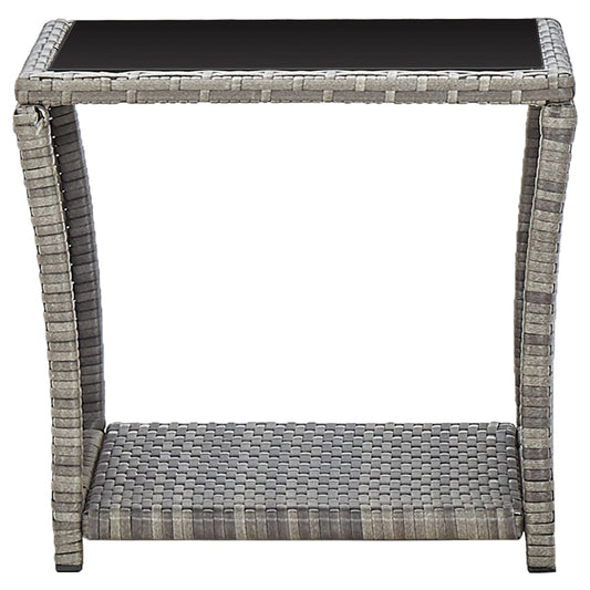 Tavolino da Caffè Grigio 45x45x40 cm in Polyrattan e Vetro | homemem39