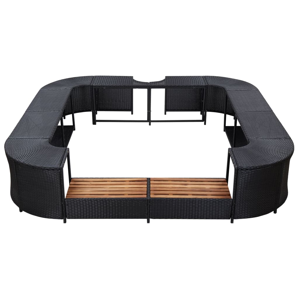 Bordo per Vasca da Spa Quadrato Nero 268x268x55 cm Polyrattan - homemem39