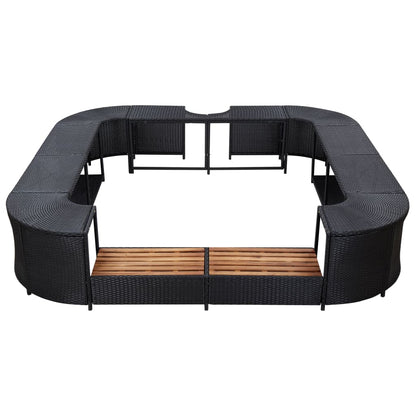 Bordo per Vasca da Spa Quadrato Nero 268x268x55 cm Polyrattan - homemem39