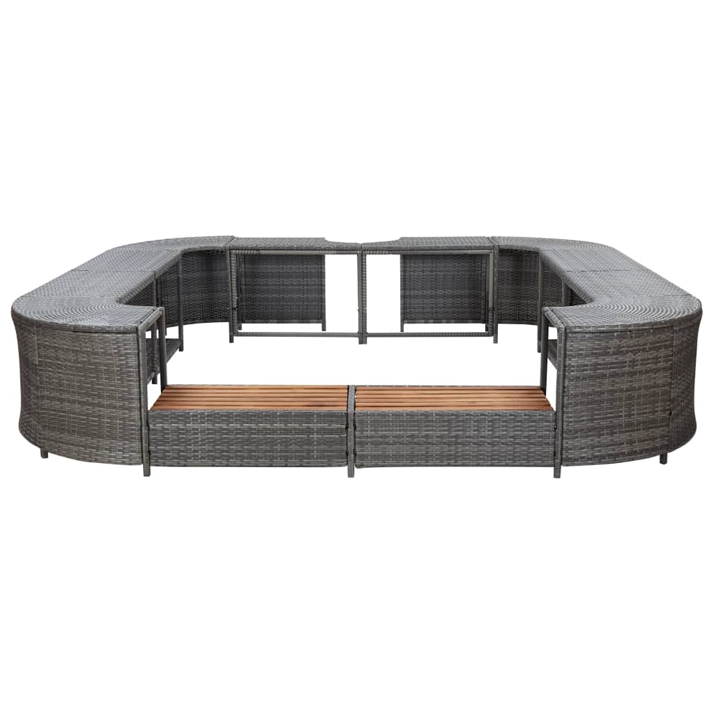 Bordo Spa Quadrato Grigio 268 x 268 x 55 cm in Polyrattan - homemem39