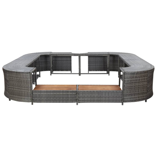 Bordo Spa Quadrato Grigio 268 x 268 x 55 cm in Polyrattan - homemem39