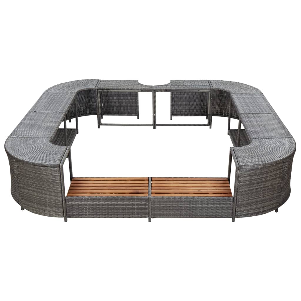 Bordo Spa Quadrato Grigio 268 x 268 x 55 cm in Polyrattan - homemem39