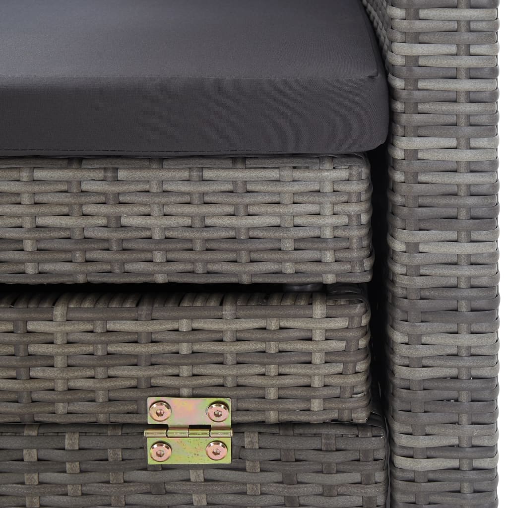 Divano Letto a 3 Posti Estendibile con Tetto Polyrattan Grigio | homemem39