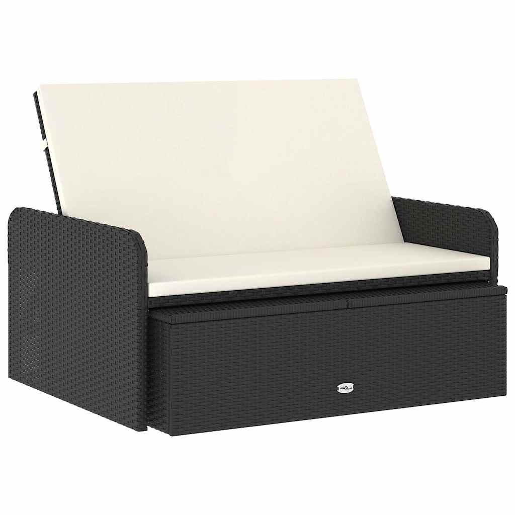 Set Divani da Giardino 2 pz con Cuscini in Polyrattan Nero