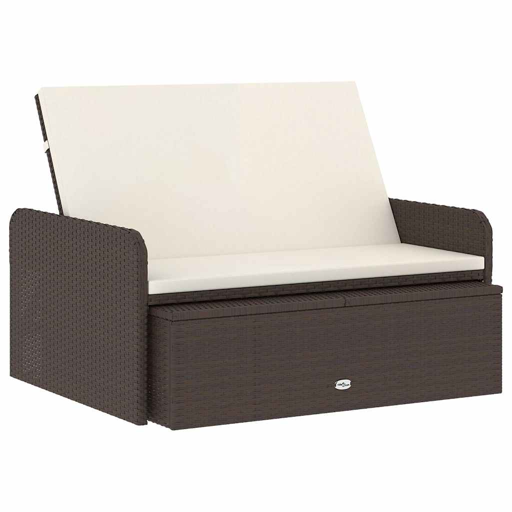 Set Divani da Giardino 2 pz con Cuscini in Polyrattan Marrone