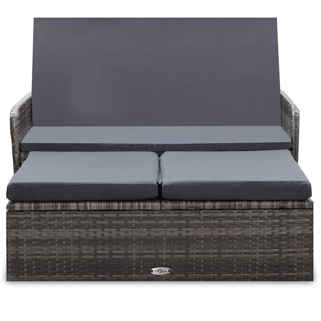 Set Divani da Giardino 2 pz con Cuscini in Polyrattan Grigio