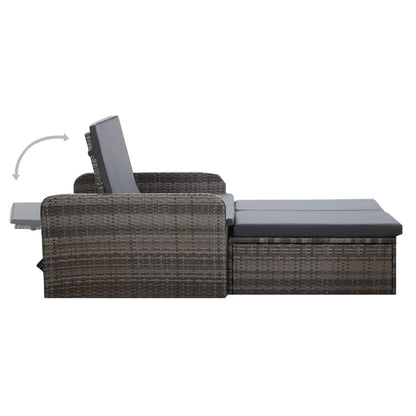 Set Divani da Giardino 2 pz con Cuscini in Polyrattan Grigio