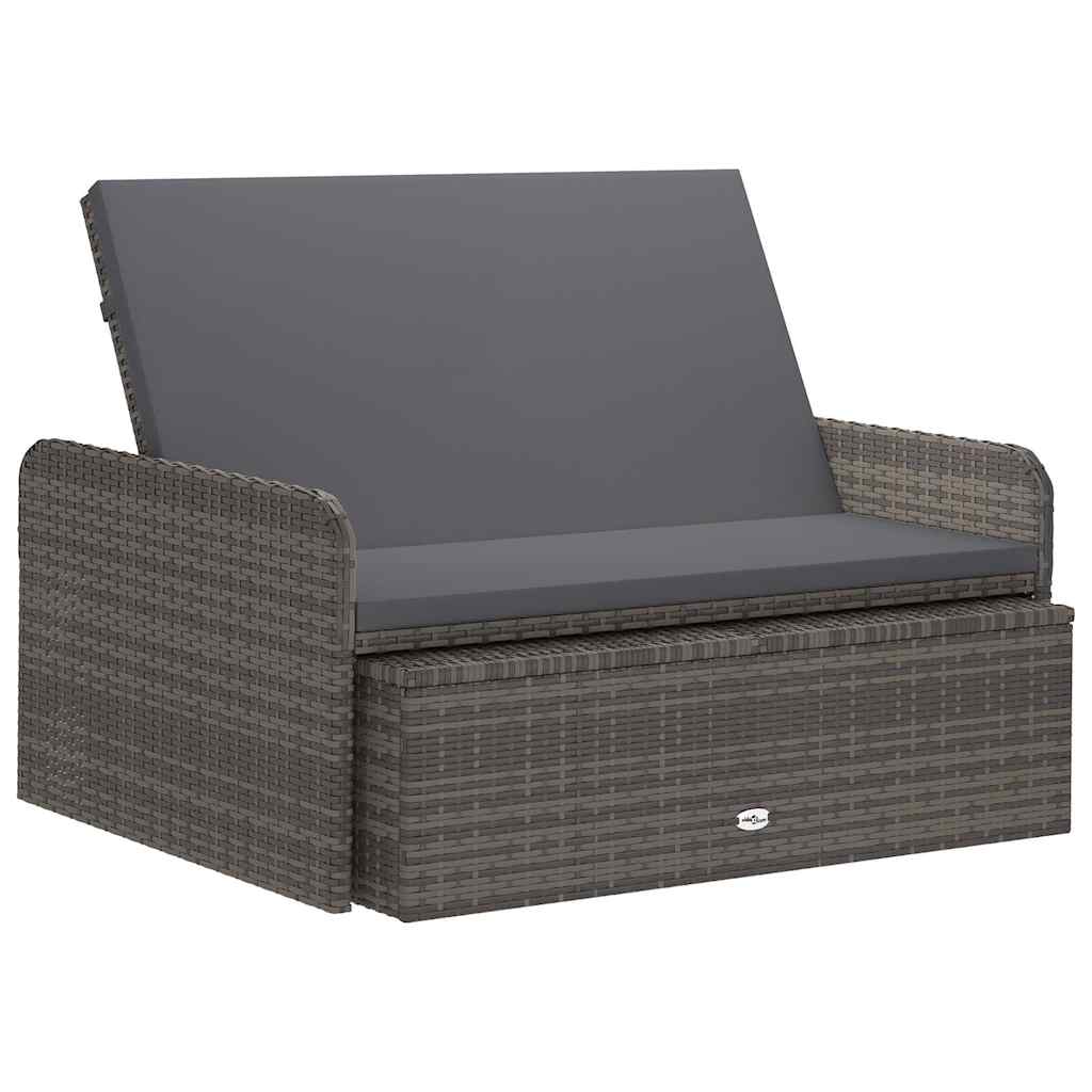 Set Divani da Giardino 2 pz con Cuscini in Polyrattan Grigio