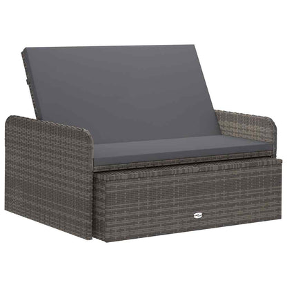 Set Divani da Giardino 2 pz con Cuscini in Polyrattan Grigio