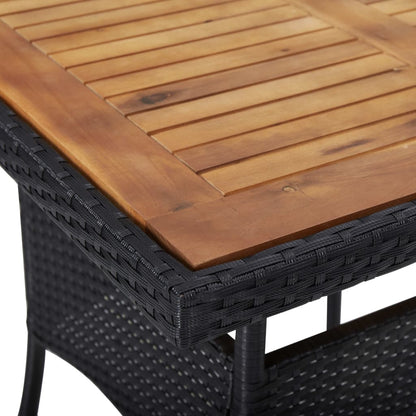 Tavolo da Pranzo Esterno in Polyrattan Nero e Massello d'Acacia | homemem39