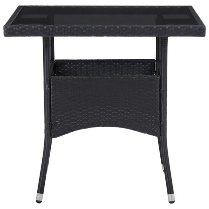 Set Mobili da Pranzo per Giardino 5 pz Nero Polyrattan e Vetro - homemem39