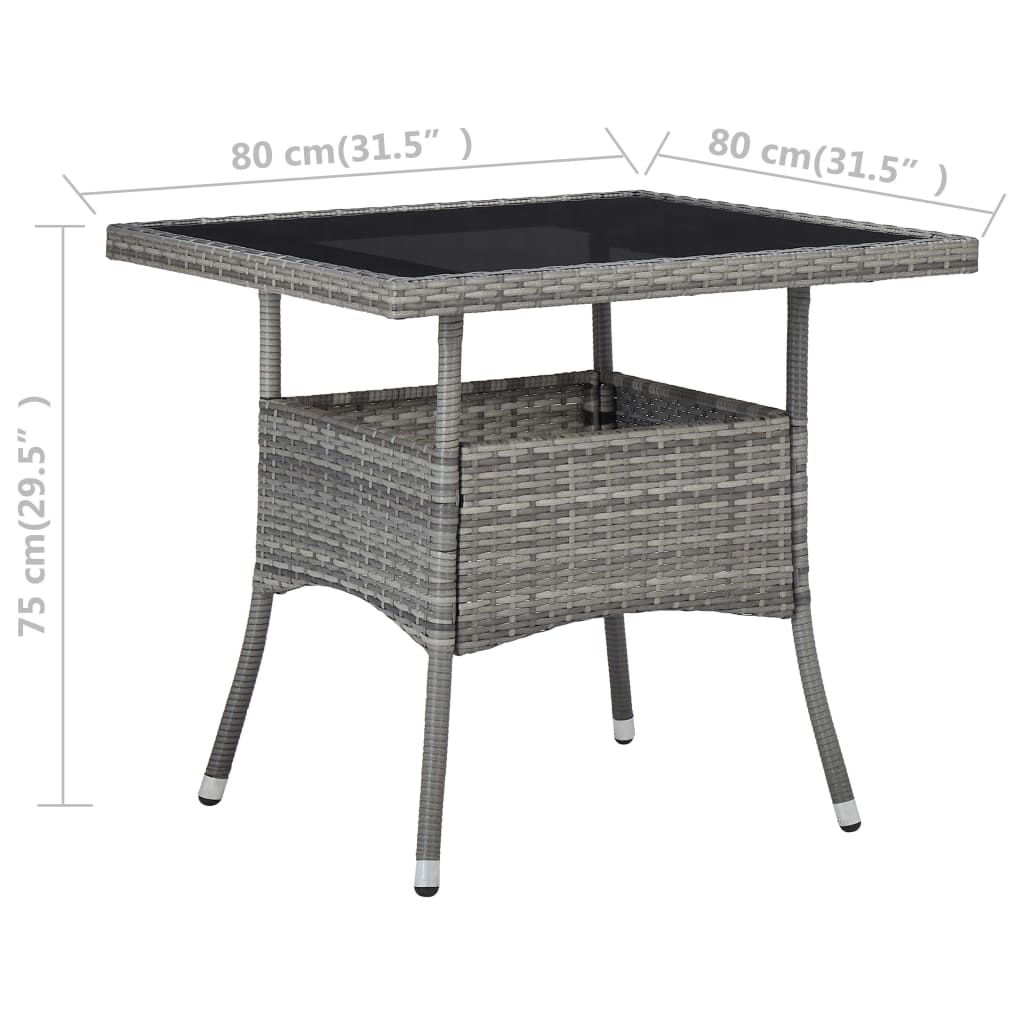 Tavolo da Pranzo per Giardino in Polyrattan Grigio e Vetro | homemem39
