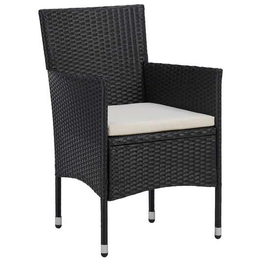 Set Sedie da Pranzo per Giardino 2 Pz in Polyrattan Nero | homemem39