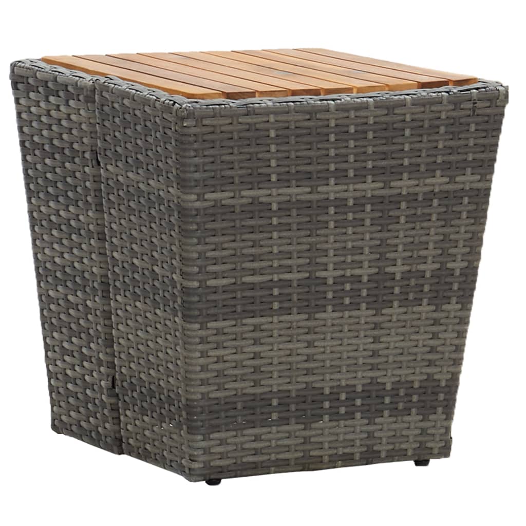 Tavolino Grigio 41,5x41,5x43 cm in Polyrattan e Legno di Acacia - homemem39