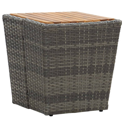 Tavolino Grigio 41,5x41,5x43 cm in Polyrattan e Legno di Acacia - homemem39