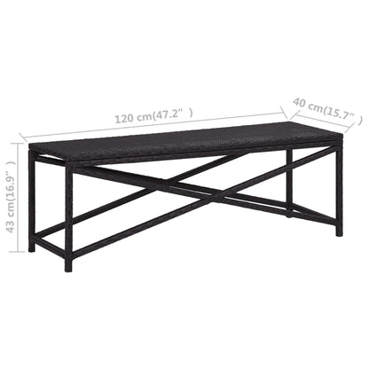 Panchina da Giardino 120 cm in Polyrattan Nero - homemem39