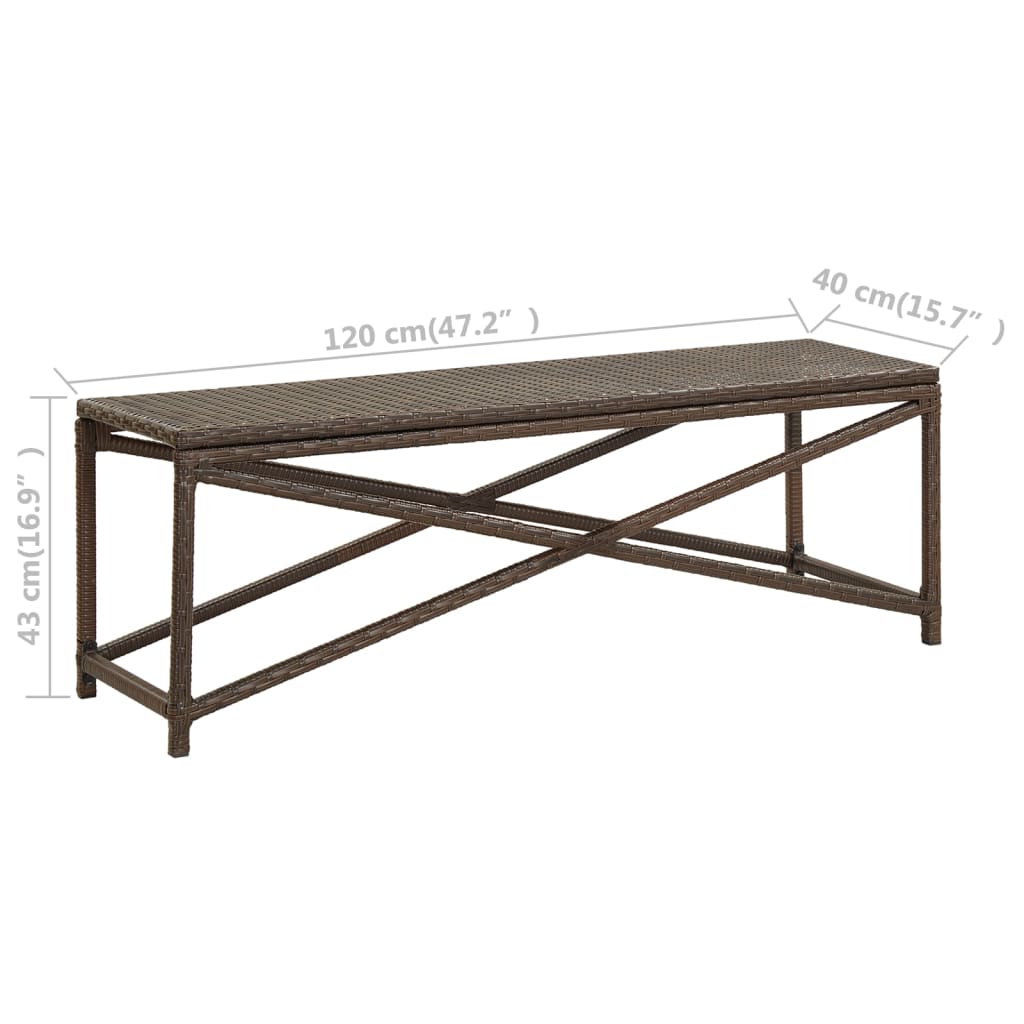 Panchina da Giardino 120 cm in Polyrattan Marrone - homemem39