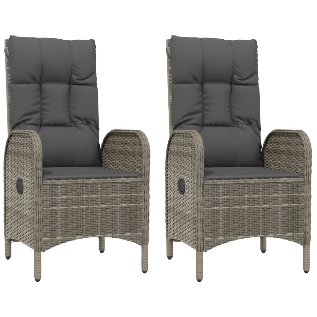 Sedie da Giardino 2 pz in Polyrattan Grigio | homemem39