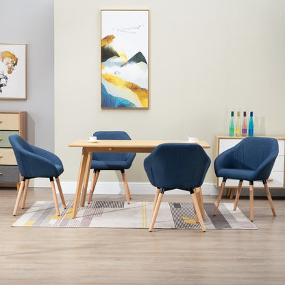 Sedie da Pranzo 4 pz Blu in Tessuto