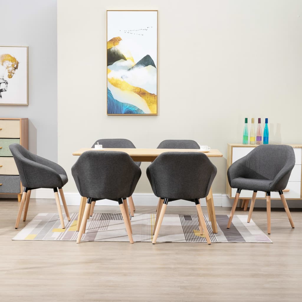 Sedie da Pranzo 6 pz Grigio Scuro in Tessuto | homemem39