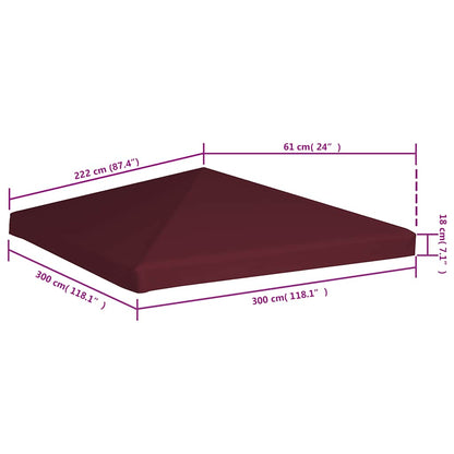 Copertura Superiore per Gazebo 310g/m² 3x3m Bordeaux - homemem39