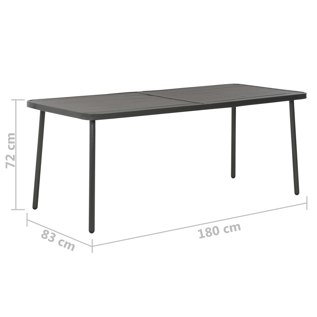 Set da Pranzo da Giardino 9 pz in Acciaio Grigio Scuro | homemem39
