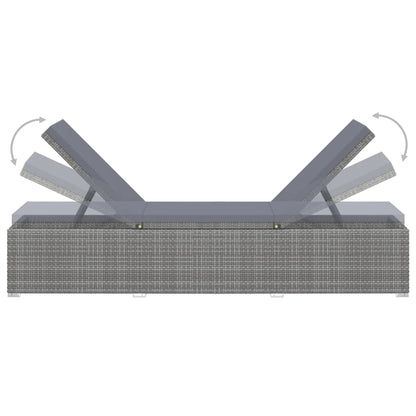 Lettino Prendisole con Cuscino in Polyrattan Grigio - homemem39