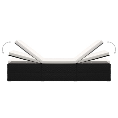 Lettino Prendisole Cuscino e Tavolino Polyrattan Bianco Crema - homemem39