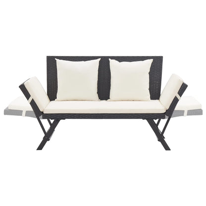 Panchina da Giardino con Cuscini 176 cm Nera in Polyrattan - homemem39