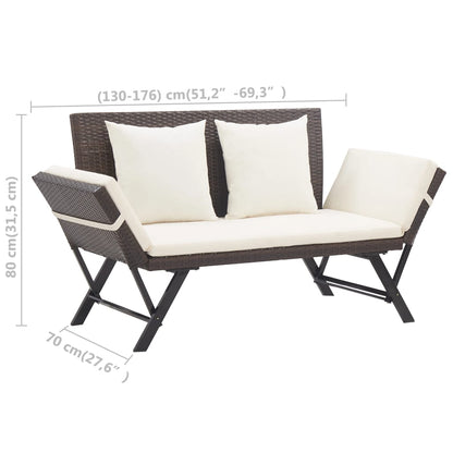 Panchina da Giardino con Cuscini 176 cm Marrone in Polyrattan - homemem39