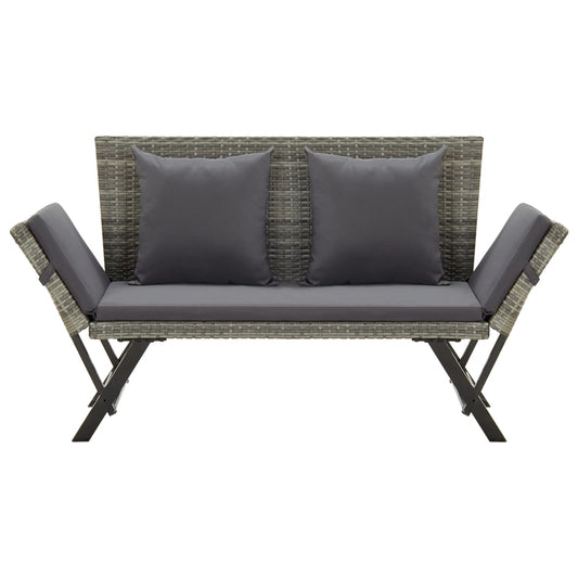 Panchina da Giardino con Cuscini 176 cm in Polyrattan Grigio - homemem39
