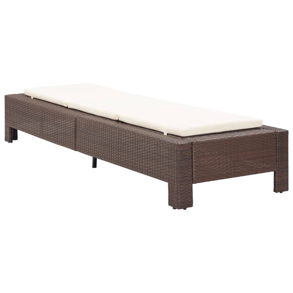 Lettino Prendisole con Cuscino Marrone in Polyrattan - homemem39