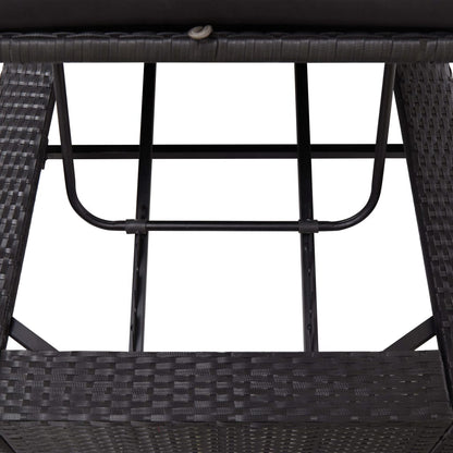 Lettino Prendisole con Cuscino Nero in Polyrattan - homemem39