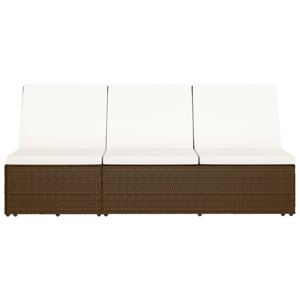 Lettino Prendisole Trasformabile con Cuscino Polyrattan Marrone - homemem39