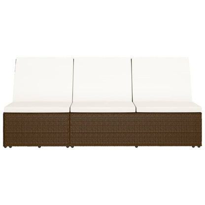 Lettino Prendisole Trasformabile con Cuscino Polyrattan Marrone - homemem39