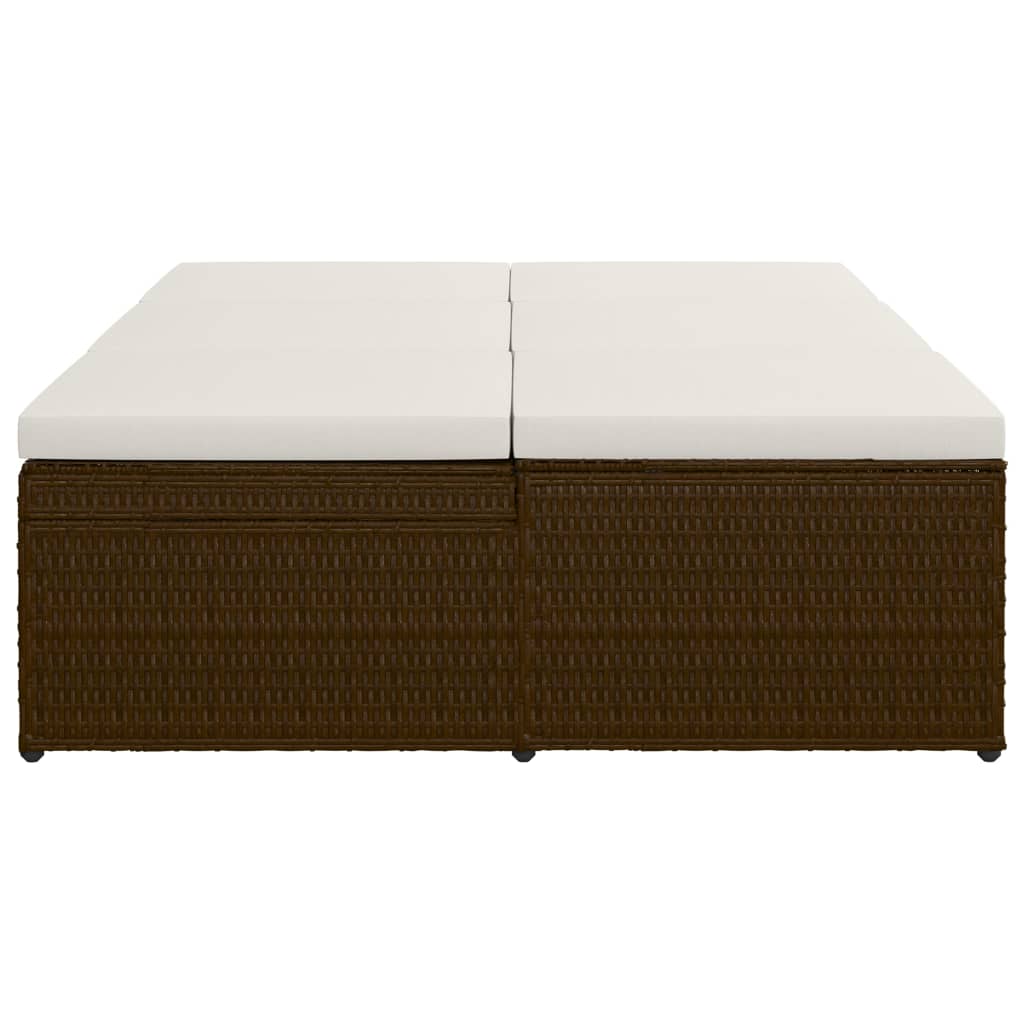 Lettino Prendisole Trasformabile con Cuscino Polyrattan Marrone - homemem39