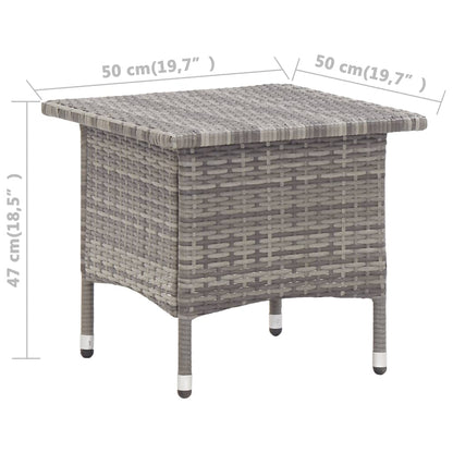 Tavolino da Tè Grigio 50x50x47 cm in Polyrattan
