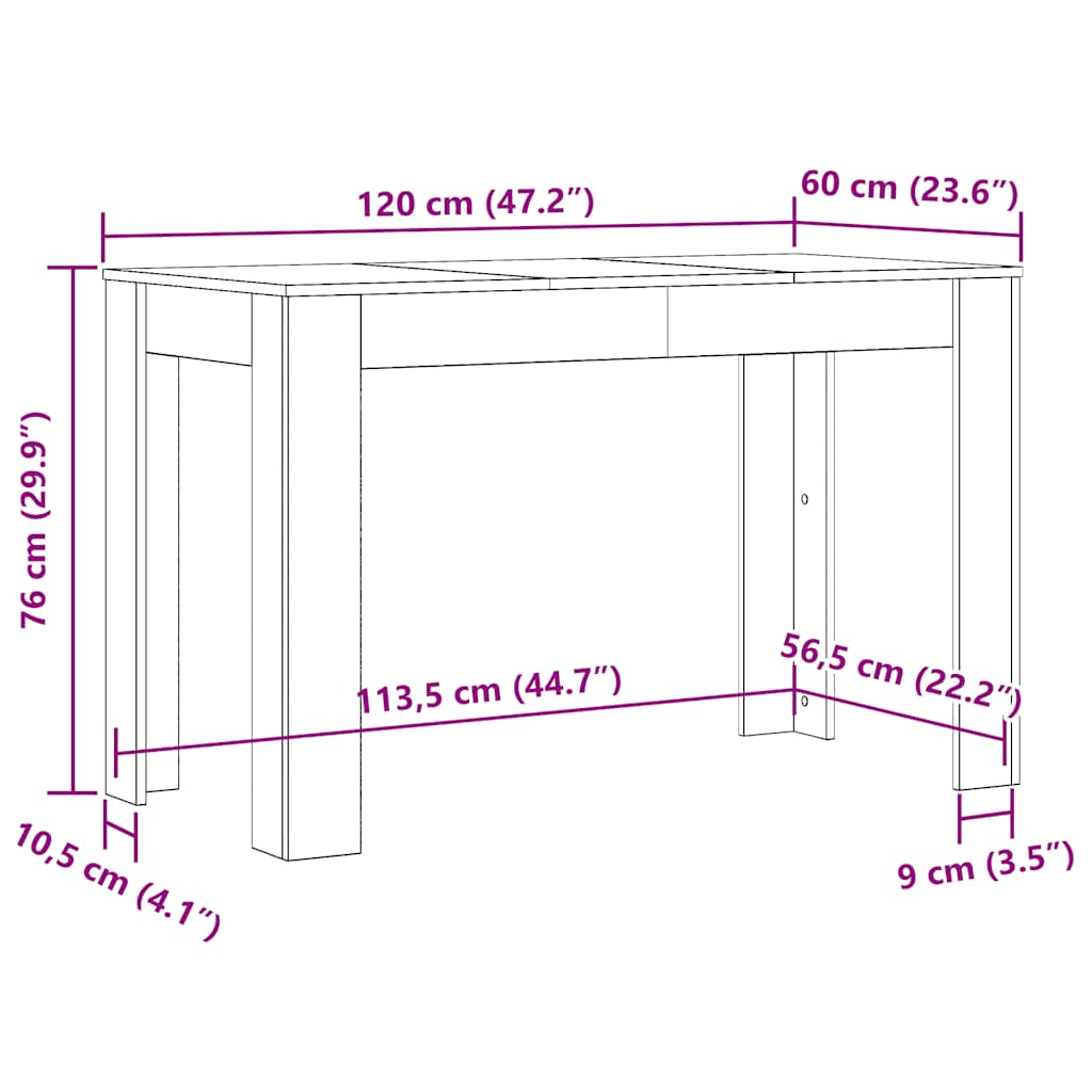 Tavolo da Pranzo Bianco 120x60x76 cm in Legno Multistrato | homemem39
