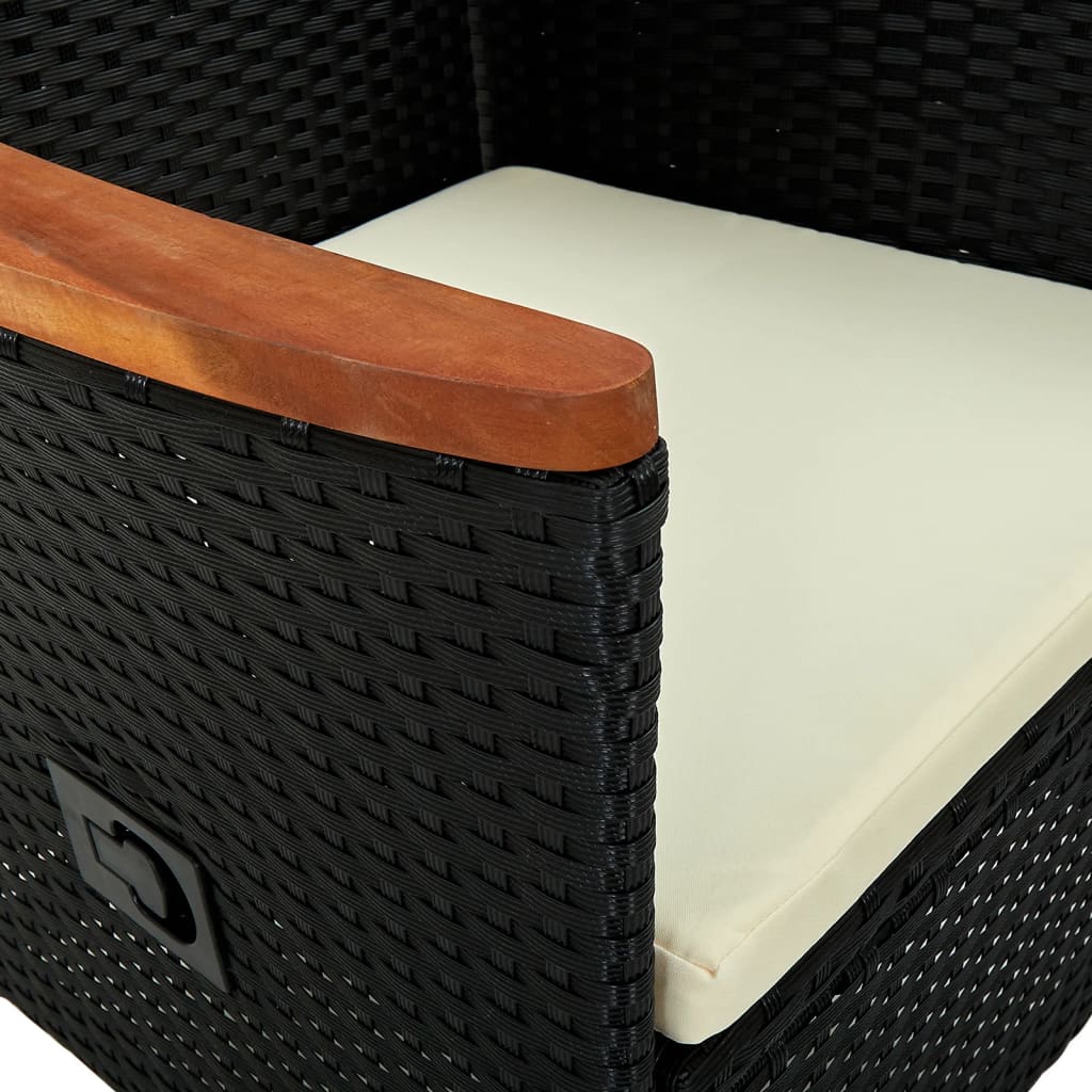 Sedie da Esterno 2 pz con Cuscini in Polyrattan Nere - homemem39