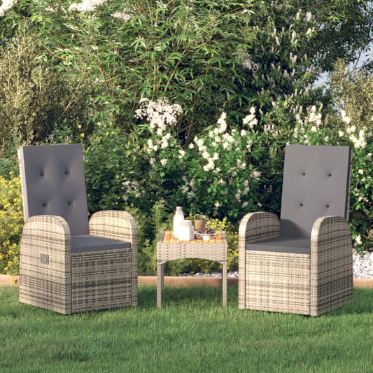 Sedie da Giardino Reclinabili 2 pz e Cuscini Polyrattan Grigio - homemem39